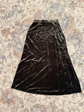 Preston & York Dark Olive Green Velvet Maxi Skirt A Line